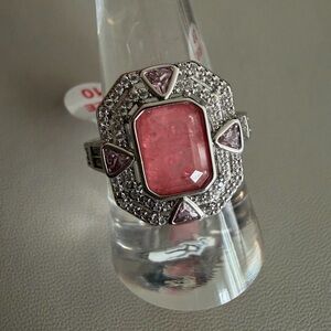 Bomb Party OG “Bling & Banter” Ring | Size 10 | Rose Quartz | Rhodium